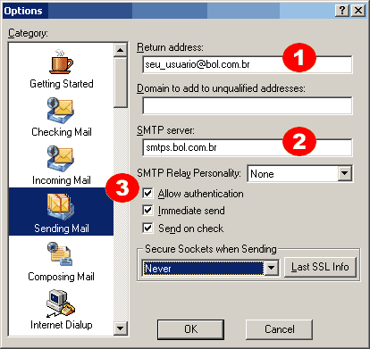 Como configurar: Eudora 6 - Passo 2